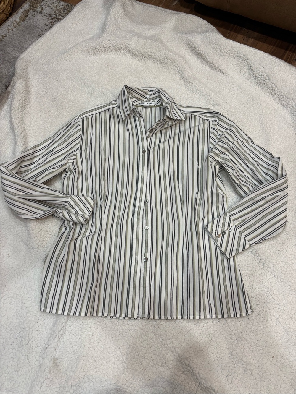 Classic Striped Button-Down Shirt - Pendleton Size 12